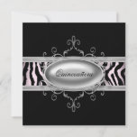 Black Pink Zebra Quinceanera Invitation<br><div class="desc">Black pink zebra Quinceanera invitations. Black pink zebra sweet sixteen birthday party invitations. Black pink zebra Bat Mitzvah invitations. Girls black pink birthday party invitations.</div>