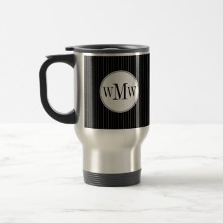 Black Pinstripe Monogram Mug
