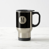 Black Pinstripe Single Monogram Mug