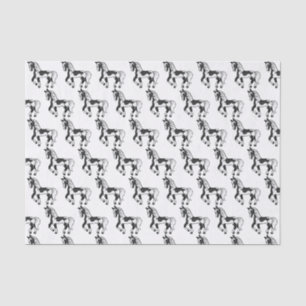 Black Pinto Cartoon Trotting Horse Pattern Tissue Paper