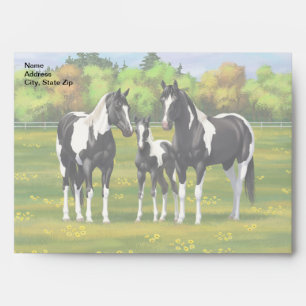 Black Pinto Paint Quarter Horses In Summer Pasture Envelope