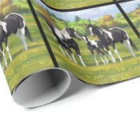 Black Pinto Paint Quarter Horses In Summer Pasture