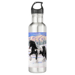 Black Pinto Piebald Gypsy Vanner Draught Horse 710 Ml Water Bottle