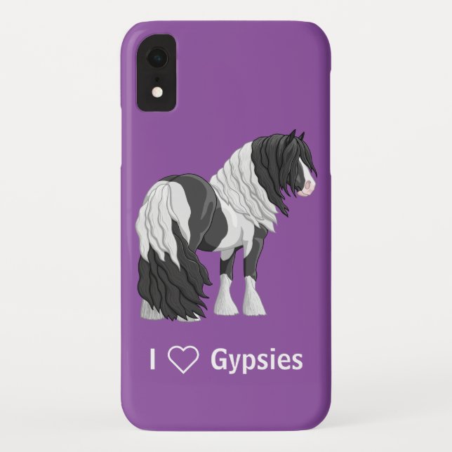 Black Pinto Piebald Gypsy Vanner Draught Horse Case-Mate iPhone Case (Back)