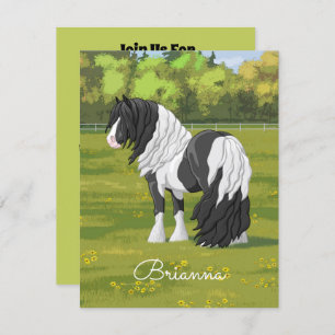 Black Pinto Piebald Gypsy Vanner Draught Horse Invitation