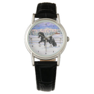 Black Pinto Piebald Gypsy Vanner Draught Horse Watch