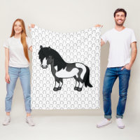Black Pinto Shetland Pony Cartoon Illustration