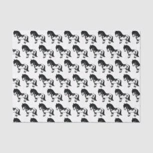 Black Pinto Shetland Pony Cartoon Pony Pattern Tissue Paper
