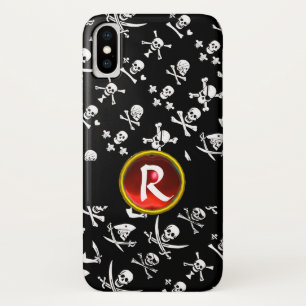 BLACK PIRATE BANNERS SKULL,CROSSED BONES,SWORDS iPhone X CASE