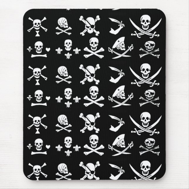 BLACK PIRATE BANNERS SKULL,CROSSED BONES,SWORDS MOUSE MAT (Front)