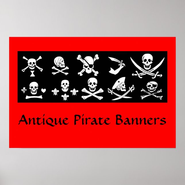 BLACK PIRATE BANNERS SKULL,CROSSED BONES,SWORDS POSTER (Front)