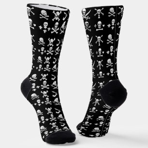 BLACK PIRATE BANNERS SKULL,CROSSED BONES,SWORDS SOCKS