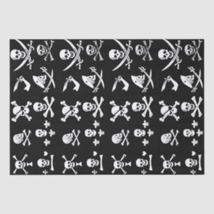 BLACK PIRATE BANNERS SKULL,CROSSED BONES,SWORDS TISSUE PAPER