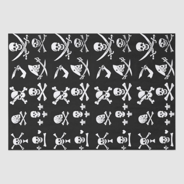 BLACK PIRATE BANNERS SKULL,CROSSED BONES,SWORDS TISSUE PAPER (Front)