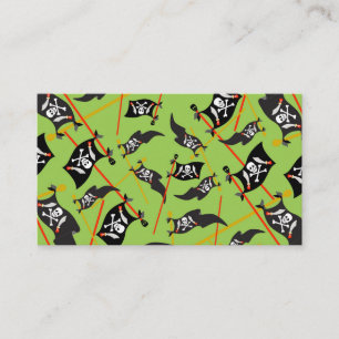 Black Pirate Flag Skulls White Bones Raiding Business Card