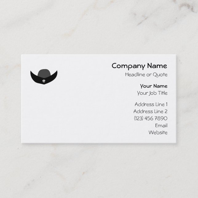 Black Pirate Hat Illustration. Business Card (Front)
