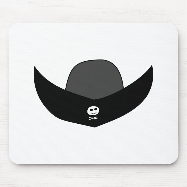 Black Pirate Hat Illustration. Mouse Mat (Front)