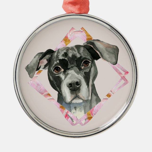 Black Pit Bull Dog Metal Tree Decoration (Front)