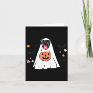 Black Pitbull Boo Ghost Dog Lover Halloween Card