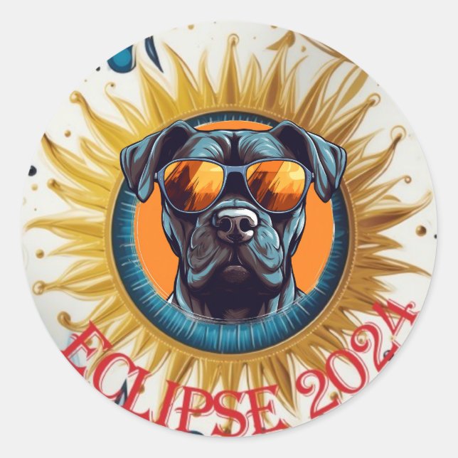 Black Pitbull Solar Eclipse 2024 Sticker (Front)