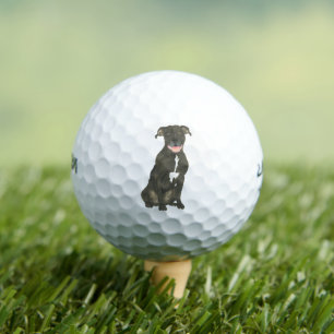 Black Pitbull Staffy Dog Golf Balls