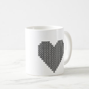 Black pixel heart coffee mug