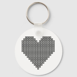 Black pixel heart key ring