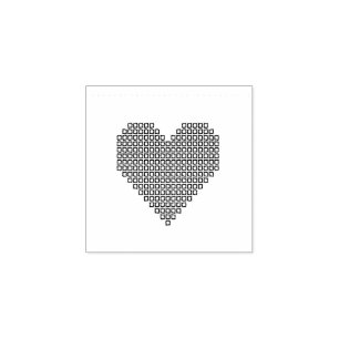 Black pixel heart rubber stamp