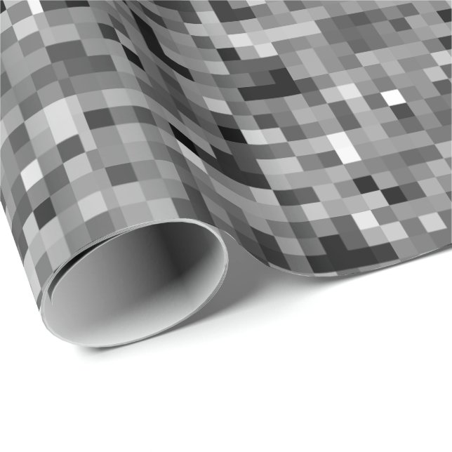 Black Pixel Mosaic Gift Wrap (Roll Corner)