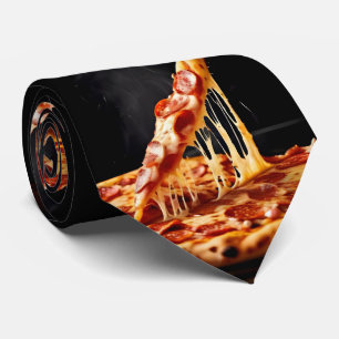 Black Pizza Neck Tie - Funny Tie