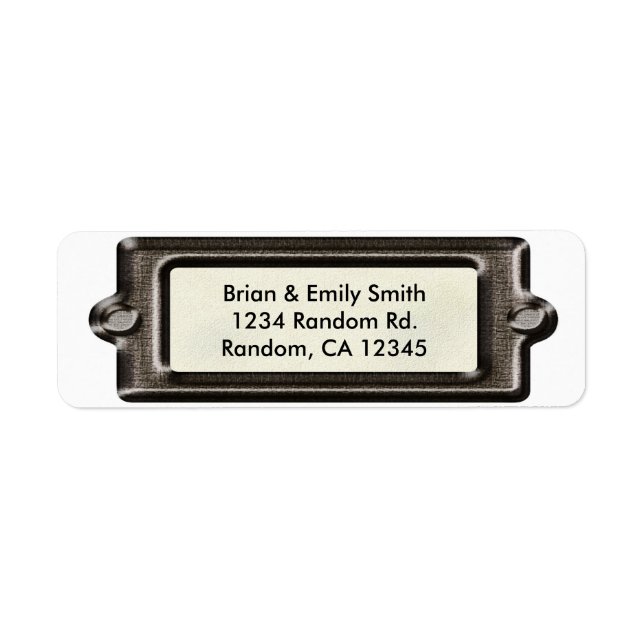 Black plackard outline return address labels (Front)