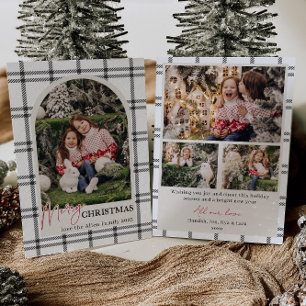 Black Plaid Arch Photo Holiday Card