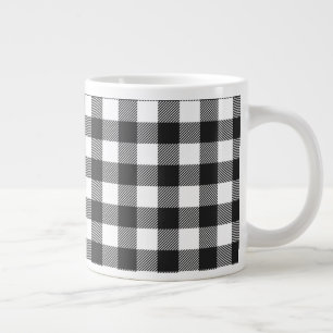 Black Plaid Buffalo Check Pattern Large Coffee Mug