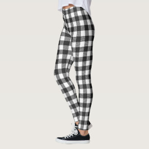 Black Plaid Buffalo Check Pattern Leggings