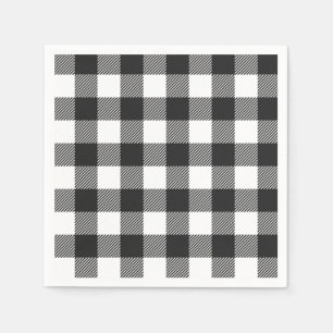 Black Plaid Buffalo Check Pattern Napkin