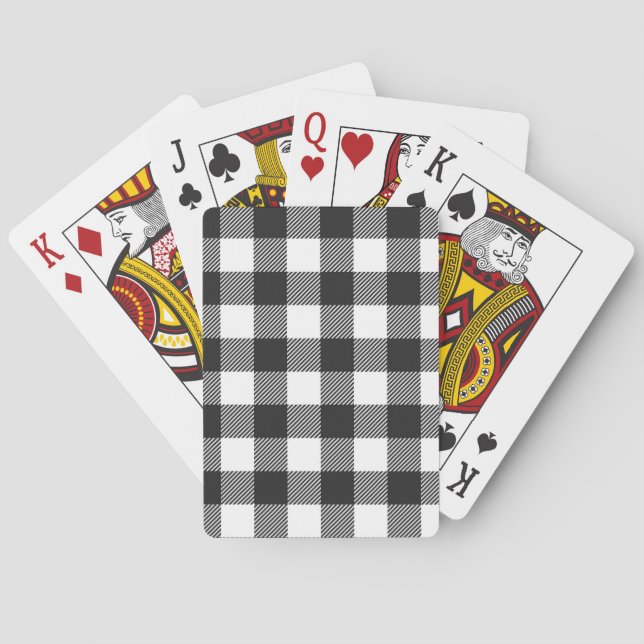 Black Plaid Buffalo Check Pattern Playing Cards (Back)