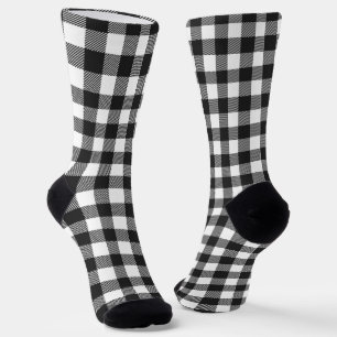 Black Plaid Buffalo Check Pattern Socks