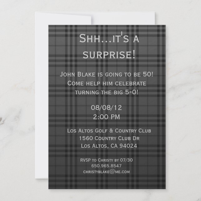 Black Plaid Invitation (Front)