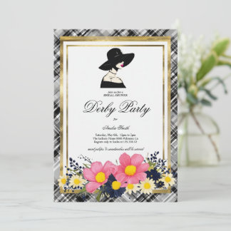 Black Plaid Kentucky Derby Bridal Shower Invitatio Invitation