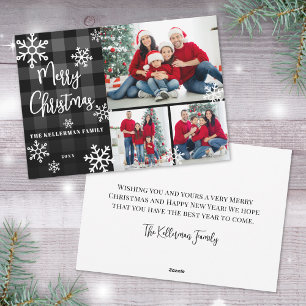 Black Plaid Photo Christmas Holiday Card