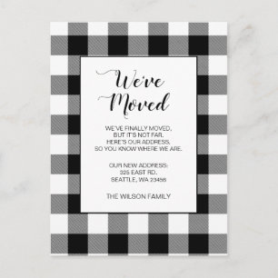 Black Plaid We've Moved Holiday Announcement Postcard