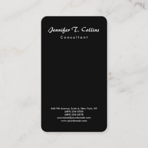Black Plain Brush Script Minimalist Modern Business Card