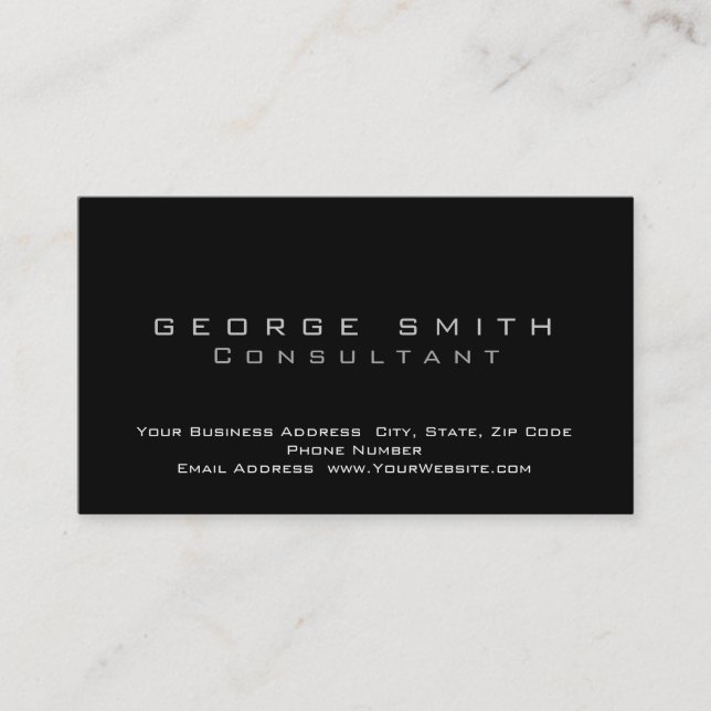 Black Plain Consultant Standard Business Card (Front)
