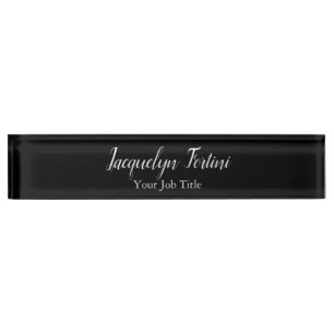 Black Plain Elegant Modern Minimalist Nameplate