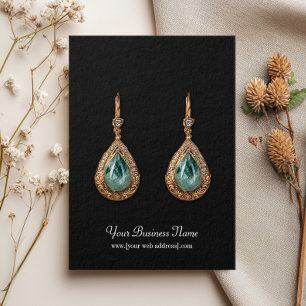 Black Plain Simple Custom Earring Card