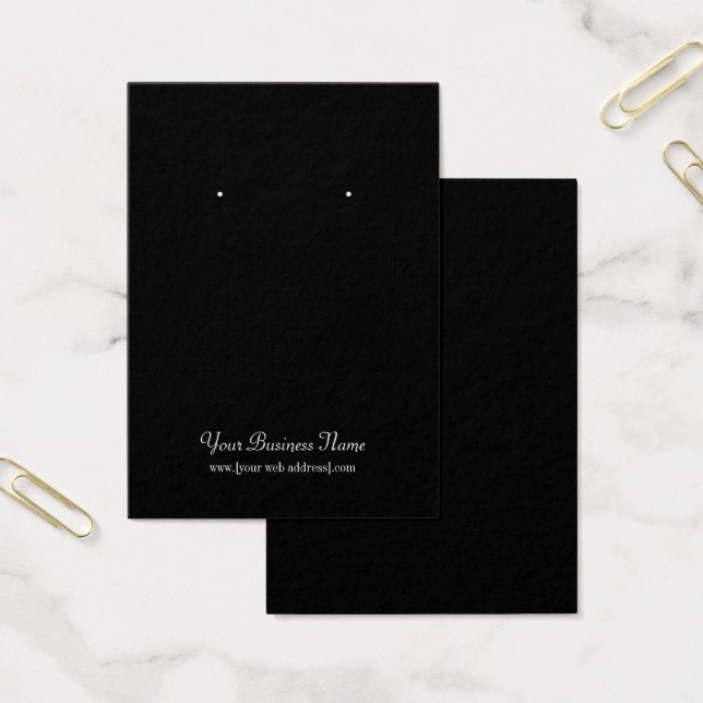 Black Plain Simple Custom Earring Card (Office)