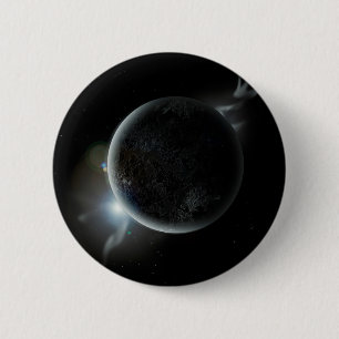 black planet 3d illustration in the universe 6 cm round badge