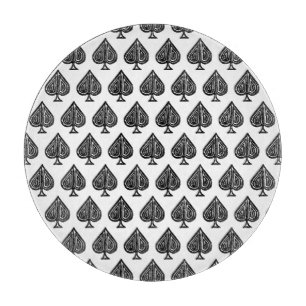 Black Playing Card Symbol Spades Shape Lino Cut Cutting Board