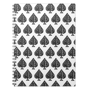 Black Playing Card Symbol Spades Shape Lino Cut Notebook