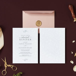 Black Plush White Paisley Minimal Rehearsal Dinner Invitation